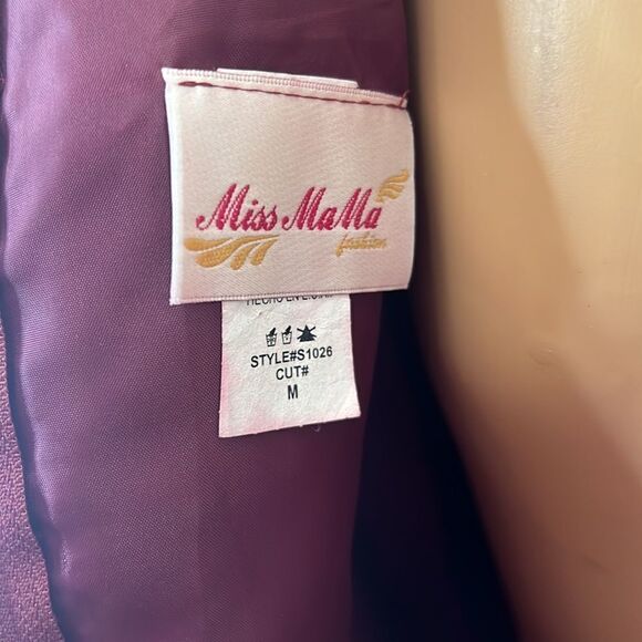 Miss Ma Ma Dress Scoop Neck Sleeveless Sz Medium Burgundy Red Midi 💯 Polyester - Picture 7 of 10